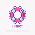 Lifebuoy thin line icon. Modern vector illustration, beach equipment for security
