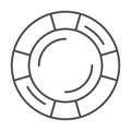 Lifebuoy thin line icon, Sea cruise concept, Life saver ring sign on white background, Lifebuoy symbol in outline style