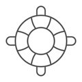 Lifebuoy thin line icon, waterpark concept, Inflatable Life Saver sign on white background, Lifebuoy icon in outline