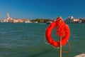 Lifebuoy on the waterfront in Venice, Italy