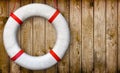 Lifebuoy on a wooden wall
