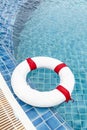 Lifebuoys are prepared at the pool inside the hotel