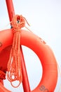 Lifeguard beach rescue equipment orange lifebuoy Royalty Free Stock Photo