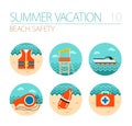 Lifeguard beach safety icon set. Summer. Vacation Royalty Free Stock Photo