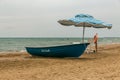 Lifeguard boat on the beach. Rescue on the water Royalty Free Stock Photo