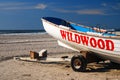 A lifeguard boat in Wildwood, Royalty Free Stock Photo