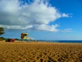 Lifeguard booth at DT Fleming Beach in Maui Hawaii