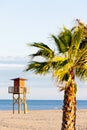 lifeguard cabin on the beach in Narbonne Plage, Languedoc-Roussi