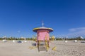Lifeguard cabin on empty beach, Miami Beach, Florida, USA Royalty Free Stock Photo