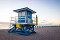 Lifeguard cabin station Hollywood Beach in Florida USA in the morning