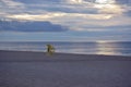 Lifeguard Chair on Beach at Sunrise Royalty Free Stock Photo