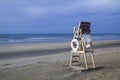 Lifeguard chair on stormy beach Royalty Free Stock Photo