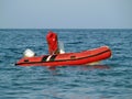 Lifeguard on a sea rescue boat on duty Royalty Free Stock Photo