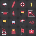 Lifeguard equipment kit flat icons set Royalty Free Stock Photo