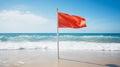 Lifeguard flag signals safe swimming conditions at beach.AI Generated