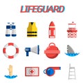 Lifeguard flat icon set