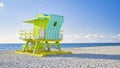 Lifeguard hut on the beach in Miami Florida, colorful hut on the beach during sunrise Miami Beach Royalty Free Stock Photo