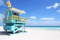Lifeguard hut in South Beach, Florida Royalty Free Stock Photo