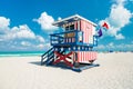 Lifeguard hut in South Beach, Miami Royalty Free Stock Photo