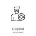 lifeguard icon vector from swimming pool collection. Thin line lifeguard outline icon vector illustration. Linear symbol for use