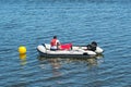 Lifeguard in an inflatable rescue boat Royalty Free Stock Photo