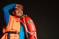 Lifeguard in life vest with ring buoy lifebuoy. Royalty Free Stock Photo