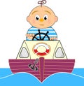 Lifeguard, Motor boat and sailor boy Royalty Free Stock Photo