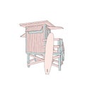 Lifeguard observation tower station on the beach