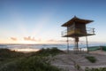 Lifeguard patrol tower on the beach at sunrise, Gold Coast Australia Royalty Free Stock Photo