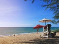 Lifeguard post on Phuket beach in late afternoon. Royalty Free Stock Photo