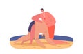 Lifeguard Profession Concept. Man Rescuer Save Life to Victim on Ocean Beach. Character Help to Drowned Person