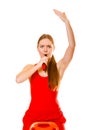 Lifeguard with rescue buoy on duty whistling. Royalty Free Stock Photo