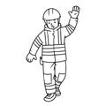Lifeguard or rescuer waving by hand. Coloring book
