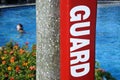 Lifeguard sign in a resort pool