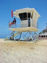 A lifeguard sitting in his lifeguard tower in Encinitas Beach., California Royalty Free Stock Photo