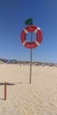 Lifeguard spot beach. Green flag