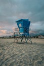 Lifeguard stand on the beach at sunset, in Coronado, near San Diego, Califoria Royalty Free Stock Photo