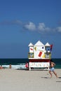 Lifeguard stand on South Beach in Miami Royalty Free Stock Photo