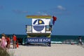 Lifeguard stand on South Beach in Miami Royalty Free Stock Photo