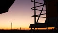 Lifeguard stand, hut or house on ocean beach after sunset, California coast, USA Royalty Free Stock Photo