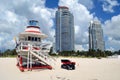 Lifeguard Stand and Luxury Condo Towers Royalty Free Stock Photo