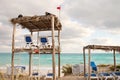 Lifeguard station overlooking the ocean Royalty Free Stock Photo