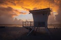 Lifeguard Station on the beach in Fort Lauderdale Florida at Sunrise Royalty Free Stock Photo