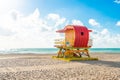 Lifeguard station in miami beach, florida, america, usa Royalty Free Stock Photo