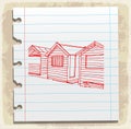 Lifeguard station on paper note, vector illustration