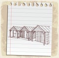 Lifeguard station on paper note, vector illustration Royalty Free Stock Photo