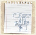 Lifeguard station on paper note, vector illustration Royalty Free Stock Photo