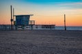 Lifeguard station at sunset in Venice Beach, California.