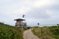 Lifeguard tower on the beach with atlantic ocean in Florida Royalty Free Stock Photo