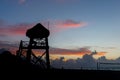 Lifeguard tower at the beach during runrise